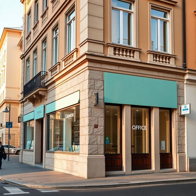 Fațada renovată a biroului Atelier Dumitru pe o stradă din Craiova